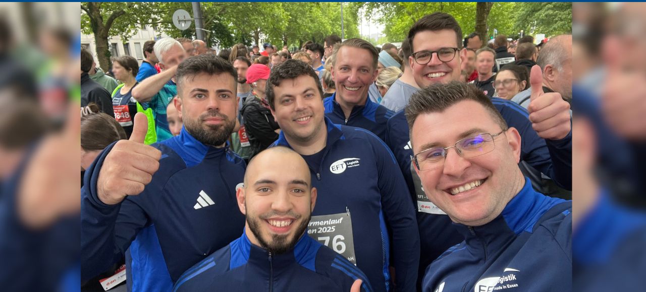 Selfi von den Teilnehmern des Essener Firmenlaufs der Firma EFT